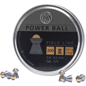 RWS/Umarex 2317414 Power Ball Field Line 177 Steel Lead Domed Pellet/ 200 Per Tin
