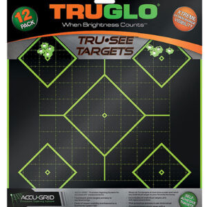 TruGlo TG14A12 Tru-See 5- Diamond Target Self-Adhesive Heavy Paper Black/Green 12"x12" 12 Pack