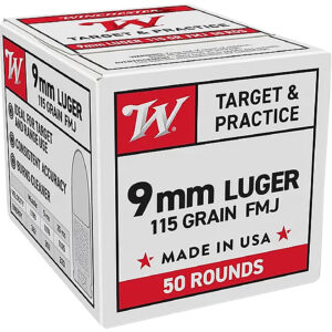 Winchester Ammo W9MM50   9mmLuger 115gr Full Metal Jacket 50 Per Box/20 Case