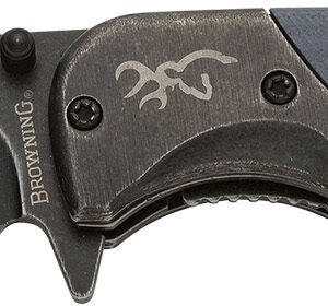 Browning 3220365 The Range  EDC Compact 2.75" Folding Drop Point, Plain Black Oxide Stonewashed 7Cr17MoV SS Blade, Black/Blue Aluminum/G10 Handle