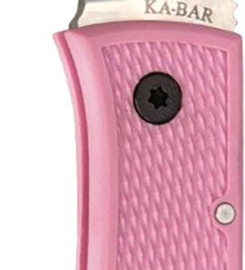 Ka-Bar 4062PK Dozier Hunter 3" Folding Drop Point Plain Satin AUS-8A SS Blade, Pink Zytel Handle, Includes Pocket Clip