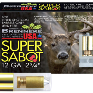Brenneke SL122SUS SuperSabot  12Gauge 2.75" 1 1/8oz Sabot Slug Shot 5 Per Box/50 Case
