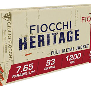 Fiocchi 765A Heritage  7.65x21mmParabellum 93gr Semi Jacketed Soft Point 50 Per Box/20 Case