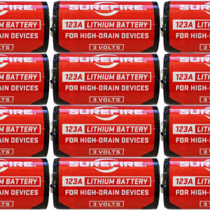 SureFire SF12ABBCS 123A Batteries  Red/Black 3.0 Volts 1,550 mAh (12) Single Package Clamshell