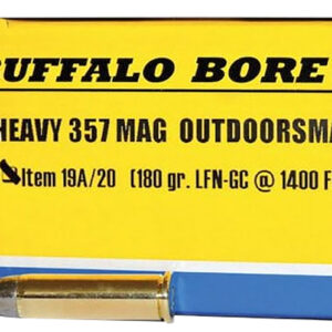 Buffalo Bore Ammunition 19A20 Outdoorsman Strictly Business 357Mag 180gr Hard Cast Flat Nose 20 Per Box/12 Case