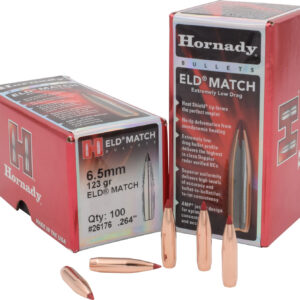 Hornady 26176 ELD Match  6.5mm .264 123 gr Extremely Low Drag Match 100 Per Box/ 25 Case