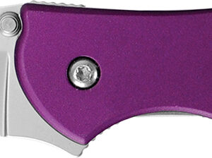 Kershaw 1660PUR Leek  3" Folding Drop Point Plain Bead Blasted 14C28N Steel Blade Purple Anodized Aluminum Handle Includes Pocket Clip