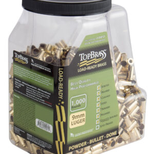 Top Brass 6B9MMLUGXYMJ Premium Reconditioned Unprimed Cases 9mmLuger Handgun Brass 1000/Jug