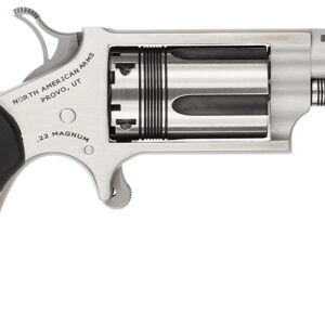 North American Arms 22MTW Wasp  22 WMR 5 Shot 1.63" Vent Rib Barrel, Overall Stainless Steel Finish, Black Pebbled Texture Rubber Grip