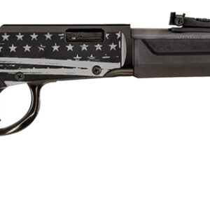 Rossi RL22181SYEN21 Rio Bravo  22 LR 15+1 18" Black Polished Alloy Steel Barrel, Black w/Engraved US Flag Aluminum Receiver, Black Synthetic Fixed Stock
