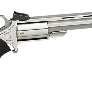 North American Arms MMTL Mini-Master *CA Compliant 22 LR 5rd 4" Vent Rib Barrel, Overall Stainless Steel Finish, Finger Grooved Black Rubber Grip, Adjustable Sights