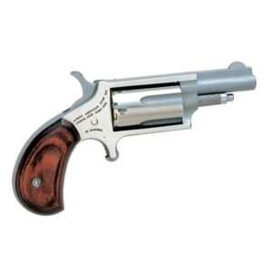 NAA 22MC Handgun .22 Mag 5rd Capacity 1.625" Barrel Silver with Wood Grips