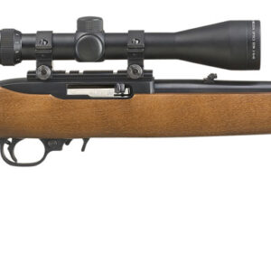 Ruger 31159 10/22 Carbine 22 LR 10+1 18.50" Barrel, Satin Black Alloy Steel, Hardwood Stock, Cross-Bolt Manual Safety, Includes Viridian EON 3-9x40mm Scope