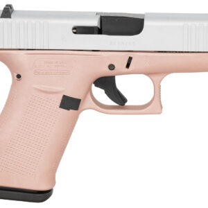 Glock UX4350204RGFCSS G43  Sub-Compact Frame 9mm Luger 10+1 3.41" Black GMB Barrel, Crushed Silver Serrated Steel Slide, Rose Gold Polymer Frame w/Beavertail, Textured Polymer Grip, Ambidextrous