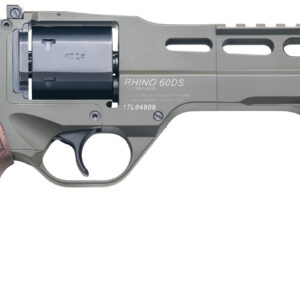 Chiappa Firearms 340282 Rhino 60DS Large Frame 357 Mag 6 Shot, 6" Green Cerakote Steel Vent Rib Barrel, Blued Steel Cylinder, Green Cerakote Aluminum Frame, Walnut Grip, Concealed Hammer