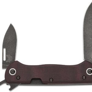 BENCHMADE WEEKENDER MULTI-FOLDER KNIFE (1.97"/2.97") CLIP POINT AND DROP POINT (BURGUNDY) | 317BK-02