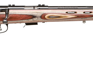 Savage Arms 96770 93R17 BRJ Full Size 17 HMR 5+1 21" Matte Black Spiral Fluted Barrel, Matte Black Drilled & Tapped Carbon Steel Receiver, Royal Jacaranda Monte Carlo Laminate Stock, Right Hand