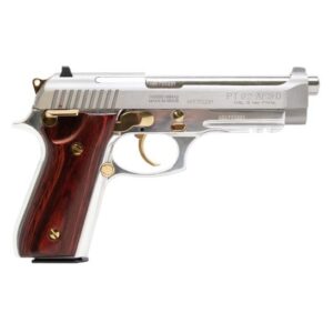 PT92 9mm 5" SS/Wood W/Gld (2)17rd