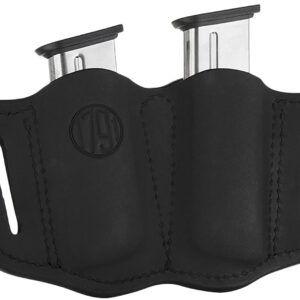1791 Gunleather MAG21SBLA MAG2.1 Double Mag Holster Stealth Black Leather Belt Slide Belts 1.50" Wide Compatible w/ Single Stack Ambidextrous | MAG-2.1-SBL-A