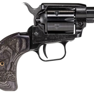 Heritage Mfg BK22B1BHWBRN2 Barkeep Boot 22 LR 6 Shot, 1.68" Black Steel Barrel, Black Oxide Zinc Alloy Frame, Black Cylinder Wood Engraved Birdshead Grip, Hammer/Thumb Safety, Exposed Hammer