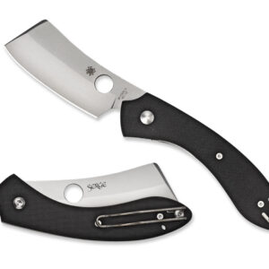 Spyderco C177GP ROC  3.07" Folding Cleaver Plain Matte Gray VG-10 SS Blade Black G10 Handle Includes Pocket Clip
