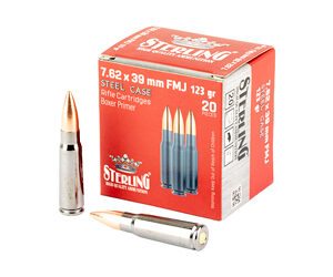 Sterling 7.62x39mm 123 gr FMJ 20rds Rifle Ammo for Tactical and Range Shooting - 8698779971205