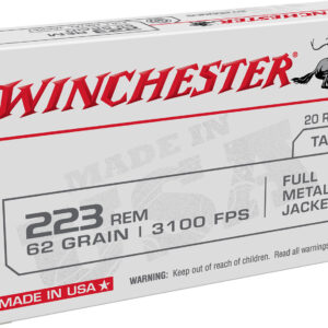 Winchester Usa White Box 223 Remington Rifle Ammo - 223 Remington 62gr Full Metal Jacket 20/Box USA223R3