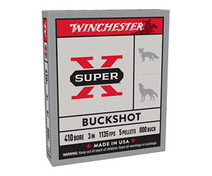 Winchester Super-X Buckshot 410 Bore Shotgun Ammo - 410 Bore 3" 5 Pellets #000 Shot 5/Box XB413/BX