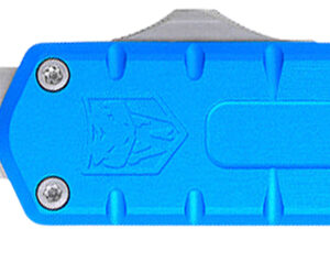CobraTec Knives CTEBLUM390DNS Enforcer  3.25" OTF Drop Point Plain M390 Steel Blade/Blue Aluminum Handle