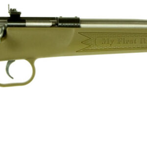 Crickett KSA2243 My First Rifle  Youth 22 LR 1rd 16.13" Stainless Steel Barrel, Blued Drilled & Tapped Receiver, Desert Tan w/Webbing Fixed Synthetic Stock, Right Hand