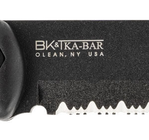 Ka-Bar BK3 Becker Tac Tool 7" Fixed Chisel w/Wire Cutter Part Serrated Black 1095 Cro-Van Blade, Black Ultramid Handle, Includes Sheath