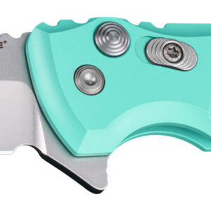 Hogue 24163 X1 MicroFlip 2.75" Folding Wharncliffe Plain Tumble Polish 154CM SS Blade/Aquamarine Anodized Aluminum Handle Includes Pocket Clip