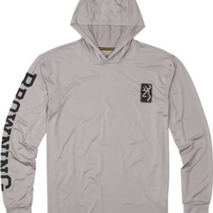 BROWNING HOODED L-SLEEVE TECH - T-SHIRT LIGHT GRAY LARGE
