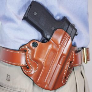DESANTIS SPEED SCABBARD HOLSTR - RH OWB LEATHER M&P 9/40 TAN