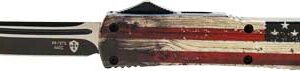 TEMPLAR KNIFE SLIM OTF WOOD US - FLAG 3.1" BLACK TANTO