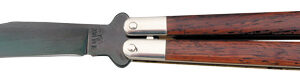 BEAR & SON BUTTERFLY KNIFE - 3.5" ROSEWOOD BLACK BLADE