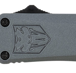 CobraTec Knives SGYFS3DNS FS-3  Small 2.75" OTF Plain D2 Steel Blade/Gray Aluminum Handle Features Glass Breaker Includes Pocket Clip