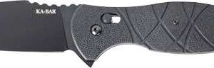 KA-BAR COYTU DROP POINT FOLDER KNIFE 3.5IN BLADE 8.75IN OAL AUS 8A SS CROSSBAR GFN HANDLE BLACK
