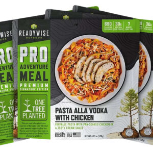 ReadyWise RW05196 Outdoor Food Kit Pasta Alla Vodka with Chicken 2 Servings Per Pouch, 6 Per Case