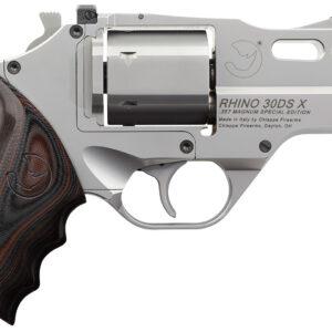 Chiappa Firearms 340308 Rhino 30DS-X Special Edition 357 Mag 6rd 3" Stainless Steel Barrel, Cylinder, Frame & Barrel Shroud, Matte Finish, Finger Grooved Black/Red G10 Grip