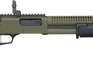 MOSSBERG 590R SECURITY TACTICAL 12 GA 18.5IN BARREL 6RD OD GREEN CERAKOTE MAGPUL MBUS 3 ADJ SIGHTS 50759