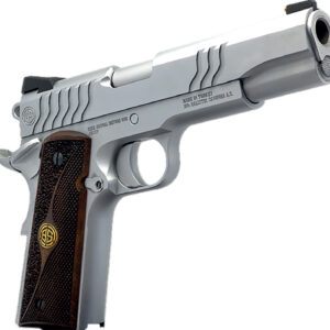 Dickinson LLC DKSN9S 1911 Adam S Commander Frame SAO 9mm Luger 4.25" Stainless Button Rifled Barrel, Stainless Steel S Serrations Slide, Stainless Steel Frame, Wood Grip