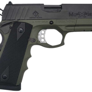 ATI GFXH45MCBFG FXH-45 Moxie 45 ACP 8+1 4.25" Black Nitride Steel Barrel, Black Nitride Serrated Steel Slide, Battlefield Green Polymer Frame w/Beavertail & Picatinny Rail, Black Polymer Grip