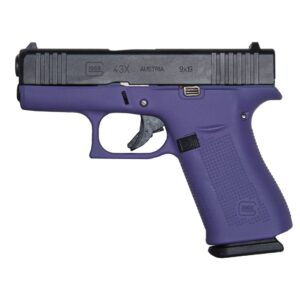 GLOCK 43X G43X HGA 9MM 3.6 IN BBL FS 5LB BLACK 2 10RD MAGS CERAKOTE PURPLE FRAME