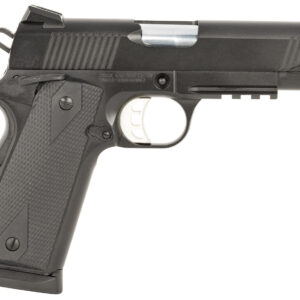 Tisas 10100120 1911 Carry 45 ACP 8+1 4.25" Black Steel Barrel, Black Cerakote Serrated Steel Slide, Black Cerakote Steel Frame w/Accessory Rail & Beavertail, Black Overmolded Grips