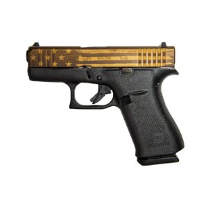 GLOCK 43X G43X HGA 9MM 3.26 IN BBL FS 5LB 2 10RD MAGS CERAKOTE ELITE BRONZE BATTLE FLAG SLIDE