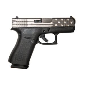 GLOCK 43X G43X HGA 9MM 3.26 IN BBL FS 5LB 2 10RD MAGS CERAKOTE ELITE TITANIUM BATTLE FLAG SLIDE