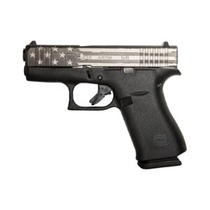 GLOCK 43X G43X HGA 9MM 3.26 IN BBL FS 5LB 2 10RD MAGS CERAKOTE ELITE TITANIUM BATTLE FLAG SLIDE