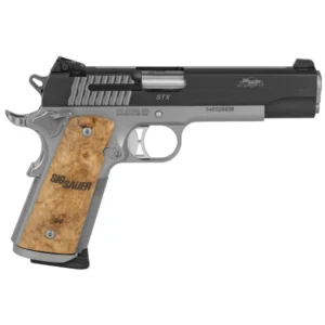 SIG SAUER 1911 STX HGA 45 ACP 5IN BBL SAO 2-TONE SIGLITE SIGHTS BURLED MAPLE GRIP 2-8RD MAGS MA COMP