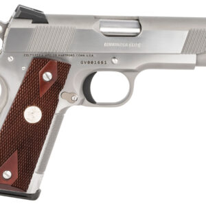 Colt Mfg O4012XSZ Combat Elite Commander 1911 45 ACP 8+1 4.25" Stainless National Match Barrel, Brushed Stainless Serrated Slide & Frame w/Beavertail, Double Diamond Checkered Wood Grip, Ambidextrous